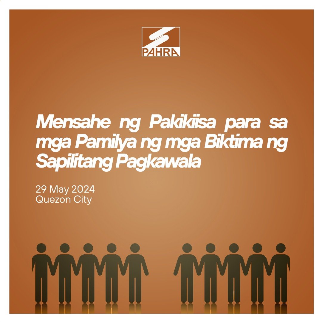 [Statement] Mensahe ng Pakikiisa para sa mga Pamilya ng mga Biktima ng Sapilitang Pagkawala